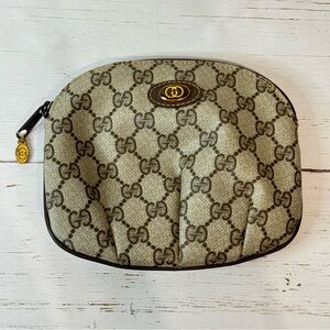 Gucci Vintage Makeup Travel Pouch GG Monogram Brown